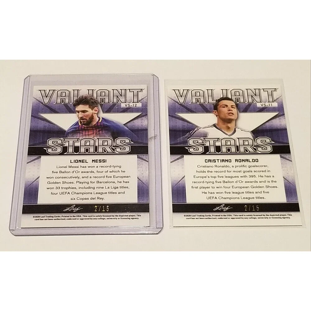 2020 Leaf Valiant Lionel Messi  Ronaldo Best Of Sports Both 2/15 Refractor Pink
